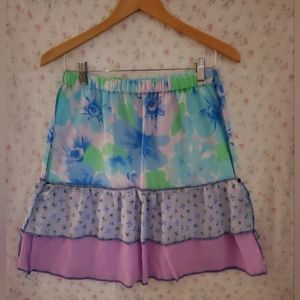 Cottagecore Ruffle Skirt Floral Gauze Sz Sm cottage garden fairy fairycore femme